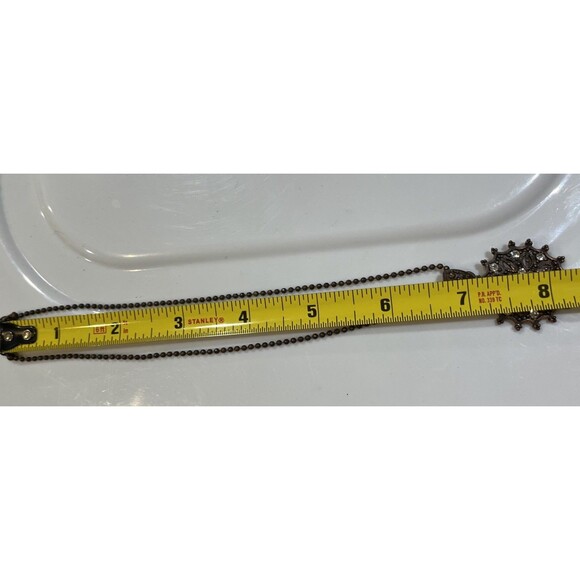 Copper Bronze Tone Victorian Revival Regency Necklace Pendant Filigree Ornate - Picture 5 of 8